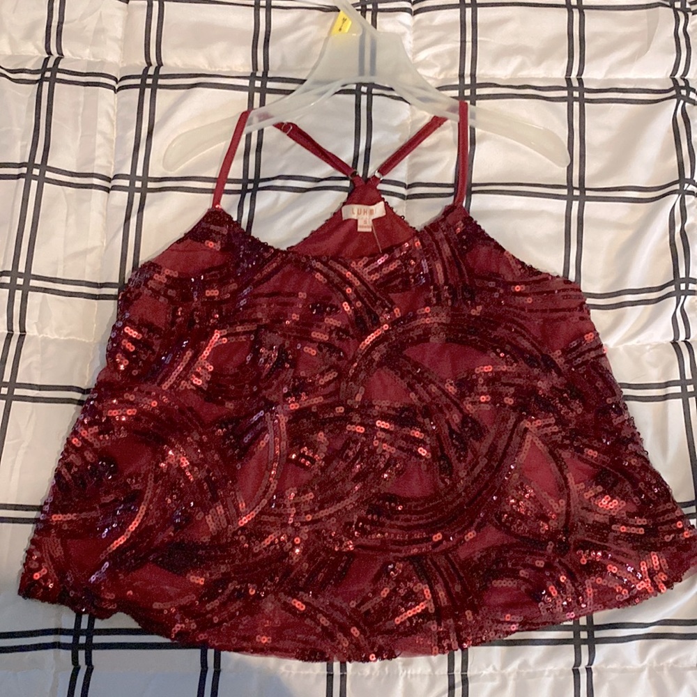 Red sequence top great for a night out!  Crop top length. Super cute on! NWT